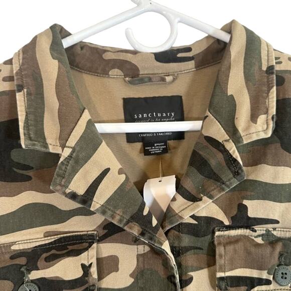 Sanctuary Green Army Camouflage Military Cotton Blend Shacket Women Sz L - Picture 5 of 8